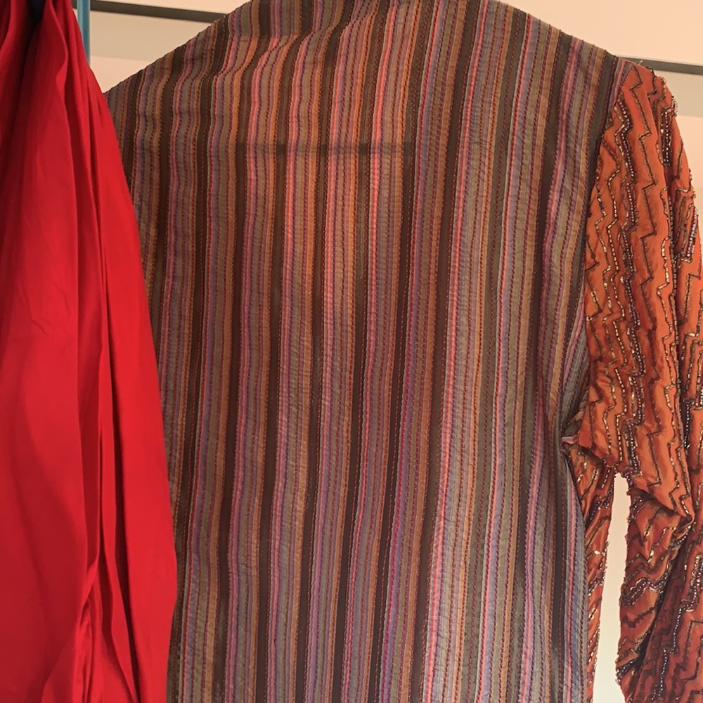 FESTIVE ORANGE A LINE KURTA:knee length with heavy all over zardozi work. - Picture 11 of 13